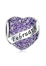superb little silver cz heart baby birthstone charm